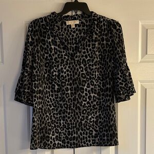 Michael Kors Black and Gray Animal Print Blouse